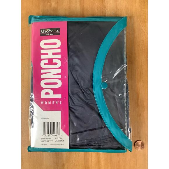 Vintage 1993 Chromatics by Totes Women’s Navy Rain Poncho - One Size Fits All - Picture 2 of 3